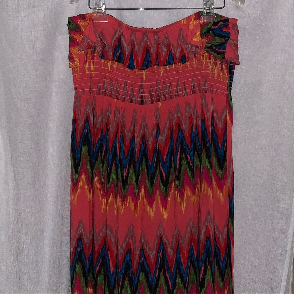 Pure Energy multicolored strapless dress size 3.